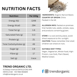 Trend Organic Haricot Beans Ideal for Salads, Soups, and Dips - Mild and Creamy - Rich in Protein and Dietary Fibre, Vitamins and Minerals - Certified Organic, Vegan, Non-GMO, No Additives, 500g