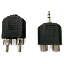Blendend Audio/Video 3.5 Dual Channel Female to 2 x RCA Male and 3.5mm Male to 2 x RCA Female Black
