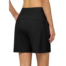 Willit Women's Shorts Hiking Athletic Shorts Quick Dry Golf Outdoor Casual 5" Shorts Lightweight UPF50+ Black L