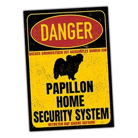 Papillon Dwarf Spaniel Sign Danger Security System Door Sign Dog Sign Warning Sign Dog Safety Sign Dog Private Property Dog Warning Warning