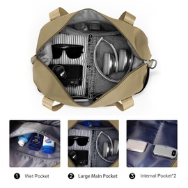 SZLX for Ryanair Airlines Cabin Bag 40x20x25 Underseat Foldable Travel Duffel Bag Holdall Tote Carry on Hand Luggage Overnight for Women and Men 20L(Khaki)