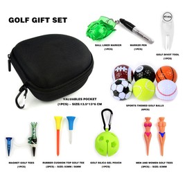 letsgood Golfing Golf Accessories Gift Set for Golfers Men Women - Include Golf Balls, Divot Tool Repair, Ball Marker, Ball Tees, Club Groove Cleaner, Golf Pouch