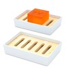 Leadiy Bamboo Fiber Soap Dish and Soap Holder Combination (Removable),