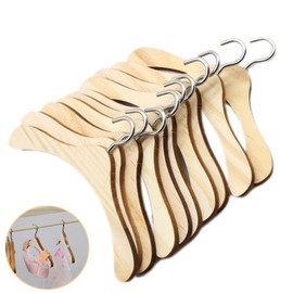 Fine jade2 Pack of 10 12 cm Wooden Dolls Clothes Hangers Mini Wooden Clothes Hanger Coat Dress Organiser Clothes Hanger for Dolls Clothes Hanger Doll Accessories for Doll Clothes Rack