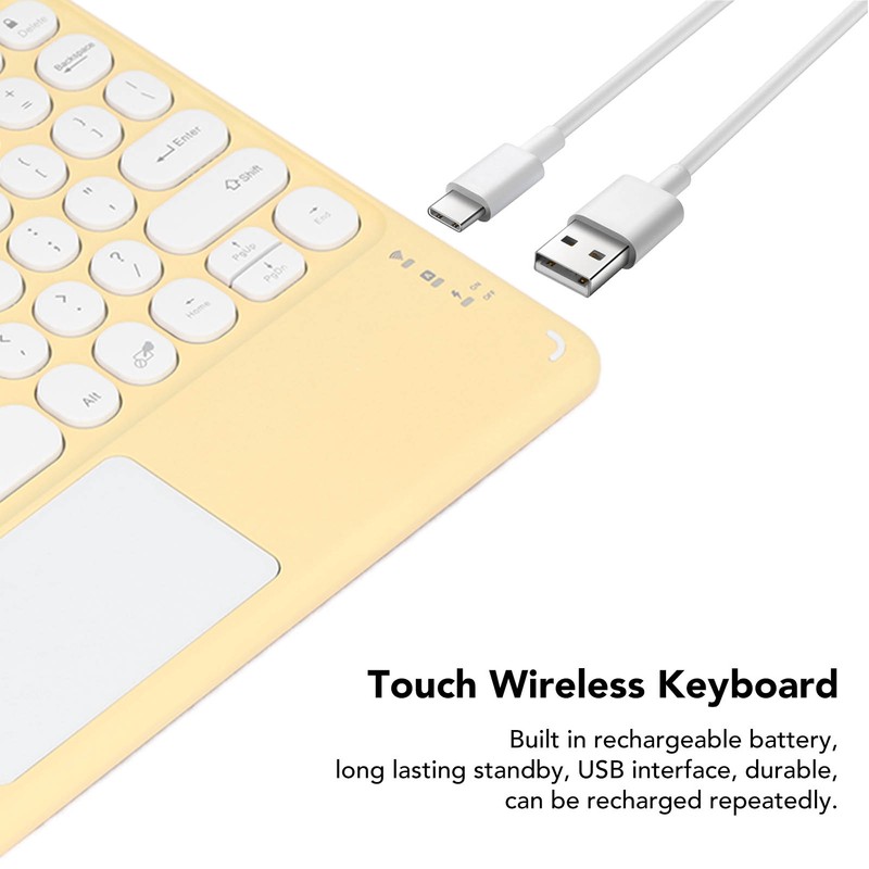 Touch Wireless Keyboard Round Keycaps Ergonomic Design Ultra Thin Smart