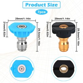 7 PCS Pressure Washer Nozzles - Quick Release 1/4 Inch Nozzle Tips, Multiple Degree Options for Wilks-USA, P1, Hyundai, Rocwood (180bar/3950psi Max)
