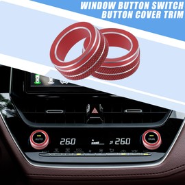 X AUTOHAUX AC Control Switch Knob Cover Ring Trim for Toyota Corolla 20-22 Red
