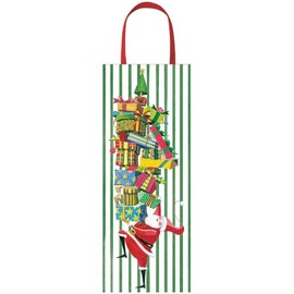 Caspari Santa With Gift Tower Wine & Bottle Gift Bags - 2 Bags