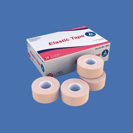 Elastic First Aid Tape, Adhesive Medical Tape Roll, Tan, 1 Inch x 5 Yards, 1 Roll, MS-15400
