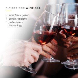 Table 12 19.25-Ounce Red Wine Glasses, Set of 6, Lead-Free Crystal, Break Resistant, Pack of 4 (24 total glasses)