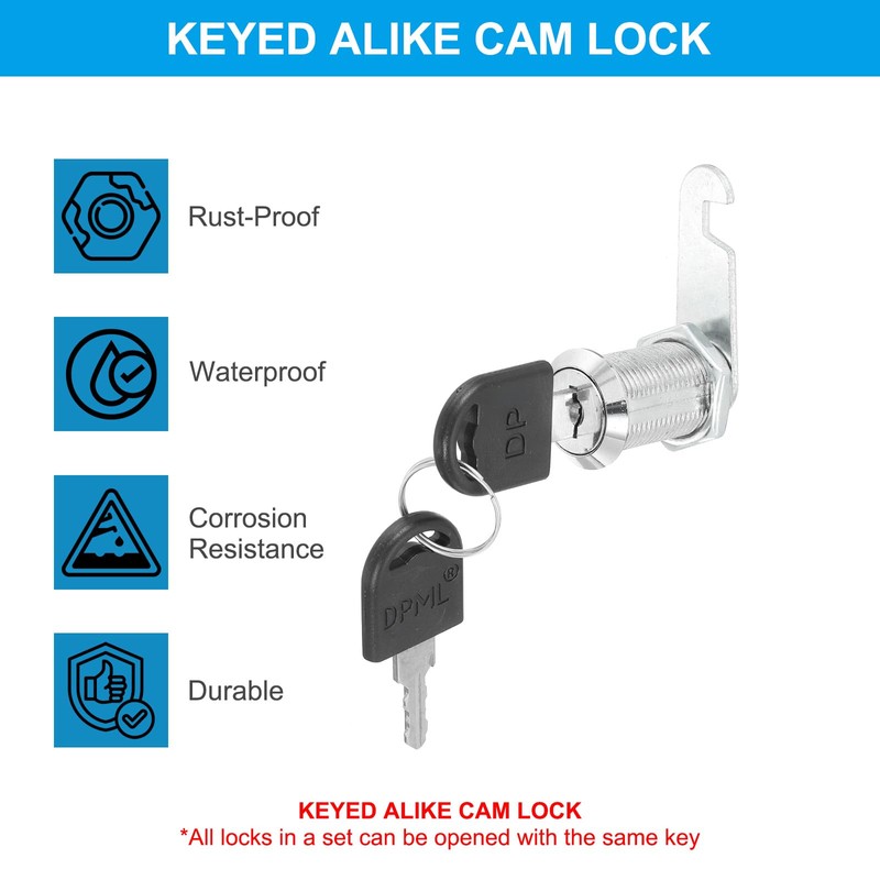 PATIKIL Cabinet Drawer Lock with Key 2 Pcs 1"(25mm) Key