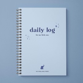 Bubbarino: Baby Daily Log Book, Track and Monitor Newborn Nursing, Sleep, Diaper and Milestones. Gift for New Parents, Grandparents, Babyshower, Nanny or Daycare - Hardcover Spiral Leather A5 (Blue)