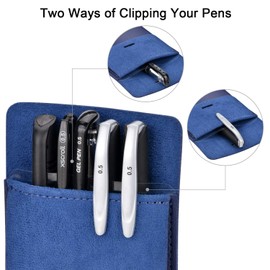 CACTURISM Pocket Protector, 4 Pack Premium PU Leather Men Women Pen Holder Pouch Pocket Organizer For Shirts, Lab Coats, Pants - Multi-Purpose-Holds Pens, Pointers, Pencils, Ruler, Tools (Blue 4 Pcs)