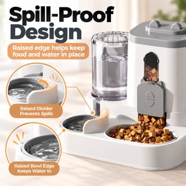 Automatic Cat Feeder and Water Dispenser for Daily Feeding – Gravity-Fed, Spill-Resistant Design for Cats and Dogs