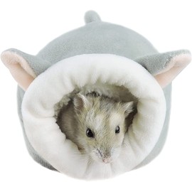 Andiker Hamster Bed, Mini Soft and Warm Hamster House Cute Non-Slip Hamster Sleeping Nest Small Animals Bed Linen House for Mini Hedgehog, Dwarf Hamsters and Small Pets (Grey)