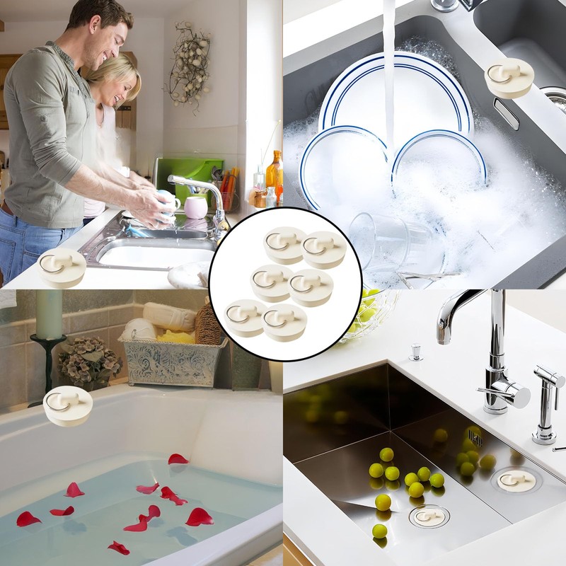 6 PCS Sink Plug Replacement, Bathtub Stopper Rubber Drain Stopper