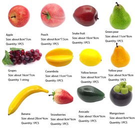 WOSHIMT 12 Kinds Artificial Realistic Simulation Fake Fruit Home Kitchen Party Decoration