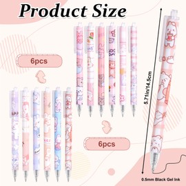 12Pcs Cute Pens, Kawaii Gel Pen for Girl, SHAIDOJIO 0.5mm Black Ink Kawaii Pens Retractable Fine Ballpoint Pen, School Supplies for Kids Back to School Office Supplies Gift