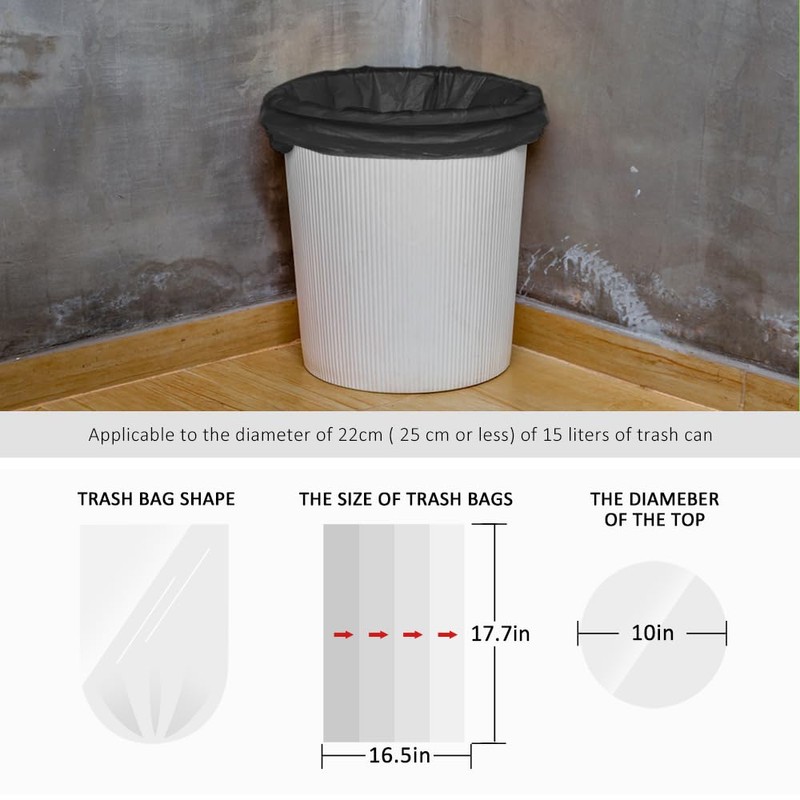 Teivio 2.5 Gallon 180 Counts Small Trash Bags Garbage Bags,
