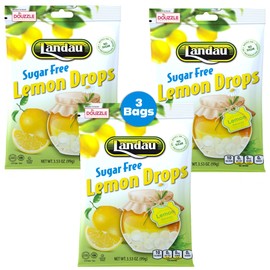 DOUzzle Sugar Free Lemon Hard Candy Drops, Dye Free (Pack of 3) Individually Wrapped Candies - Healthy Low Calorie Snack, Gluten Free, All Natural, No Preservatives, No Aftertaste - Kosher Parve