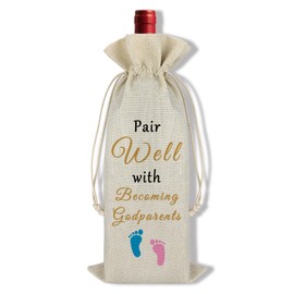 Godparents to Be Gift Wine Bag New Godparents Gift Godparents Proposal Gift Baby Announcement Gift for Godparents Christmas Birthday Baptism Gifts for Godmother Godfather