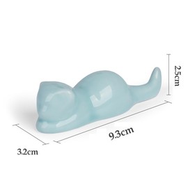 Isshinsai Brush Holder Cat Paperweight Celadon Pottery - Gift for Calligraphy Lovers Friends Brother Powder