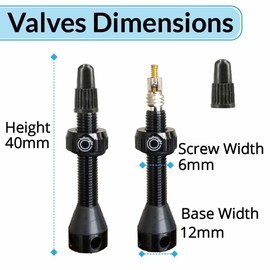 TUBOLIGHT Presta Tubeless Valve Stems 40mm | Black Tubeless Presta Valve Stem for Bicycles and Motorcycles | High-Grade Brass with 4-Hole Design