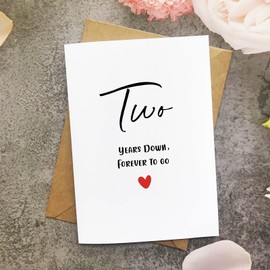MAGJUCHE Second Anniversary Card, Two Years Down Forever To Go, Romantic 2nd Valentines Day Wedding Card For Husband Wife