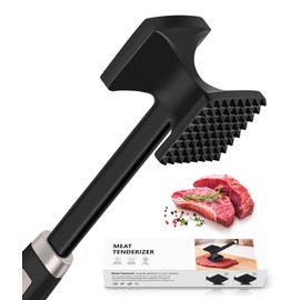 HOOMIL Meat Tenderiser, Double-Sided Non-Stick Schnitzel Tenderiser, Meat Hammer with Non-Slip Handle for Cutlets, Steaks - Black
