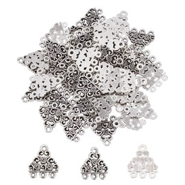 PH PandaHall About 50pcs Triangle Pendants Alloy Chandelier Components Links Antique Silver Earring Drop Charms Chandelier Earring Charm for DIY Jewelry Making