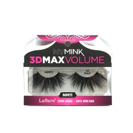 Laflare 3D NY MAX VOLUME EyeLashes, 20-25mm Long Dramatic Styles, 100% Real Mink Hair Lashes, Luxury Makeup, Natural, Light, Trendy, Variety, Reusable, Multi Layered Unharmfully Sourced Lashes (NM11)