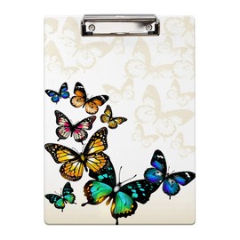 Britimes Clipboard Decorative Office School Hardboard Wood Nursing Clip Board and Pull for Standard A4 Letter Size Nature Colorful Butterfly 12.6" X 8.9"