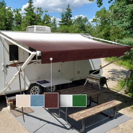 RV Awning Fabric Replacement Standard Grade Premium Vinyl 1000D Universal Fit 12-22 Feet Cold-Crack Tested at -25°F Reinforced RV Awning Replacement Fabric(17'(Fabric 16'2"), Burgundy Fade)