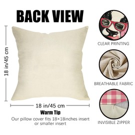 Fahrendom Hello Valentines Day Cow Heifer Decorative Throw Pillow Covers 18 x 18 Set of 4, Pink Sweet Love Heart Plaid Porch Outdoor Pillowcase, Farmhouse Anniversary Wedding Cushion Case Home Decor