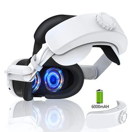 JESWO Head Strap Compatible with Meta Quest 3, Batería de 6000mAh, Carga Rápida con Accesorios Meta Quest 3, Mayor Duración y Comodidad para Los Cascos de VR