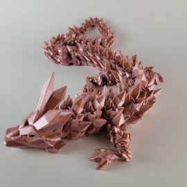 Cinderwing 48" Rose Gold Articulated Crystal Dragon 3D Printed Sensory, Fidget Toy