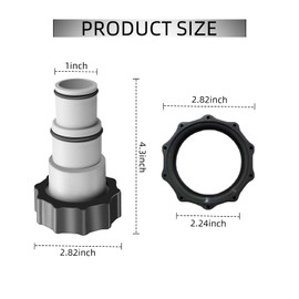 Pack of 2 Connectors, High-Quality Replacement Hose Adapter for Series A Filter Pumps, Female Thread for Secure Screw, Compatible with Chlorine Generators, Suitable for Hoses of 1.5 and 1.25 Zo