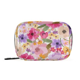 QwThum Cute Pill Organizer Weekly Travel Pill Box 7 Day Large Capacity Pill Dispenser with 8 pill Container Daily Pill Box Organizer Vitamin Holder Pill Bottle Organizer Small Pill Case Floral Purple