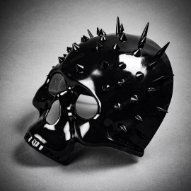 ILOVEMASKS Steampunk Spikes Skull Venetian Masquerade Half Face Mask - Black