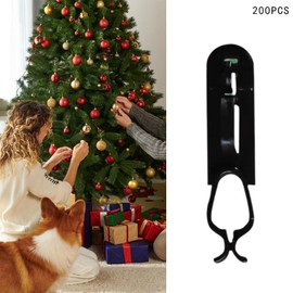 Milageto 200x Christmas Light Clips Xmas Light Hangers Reusable Outdoor Light Hooks for Decor Xmas Tree Hanging Ornaments Party Favor, Black