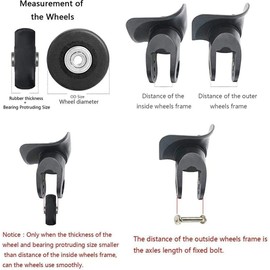 Pack of 4 Suitcase Wheels Replacement, 50 mm x 18 mm Replacement Wheels for Suitcase, Universal Luggage Wheel Replacement, Travelite Suitcase Wheels, Replacement Wheels, Trolley Replacement Wheels