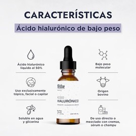 HEBBE - Ácido Hialurónico Líquido 20g | Hidratación Intensa | Alisa y Rellena Arrugas | Protege de Agentes Externos | Estimula Producción Natural de C