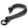 Gothic Mens Black Steel Skull Franco Link Curb Chain Bracelet
