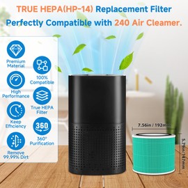 2 Pack True HEPA 14 240 To-xin Absorber Replacement Filter Fit For Puroair 240 Air Puri-fier. For Puroair HEPA 14 Air Puri-fier Filter Replacement. For Puroair 240 True HEPA Replacement Filter. Green