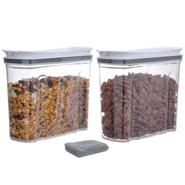 FreshKeeper Cereal Containers Storage Set, Airtight Food Storage Container with Lid 3.5L,2PCS BPA-FREE Plastic Pantry Organization Canisters for Rice Cereal Flour Sugar Dry Food in Kitchen…