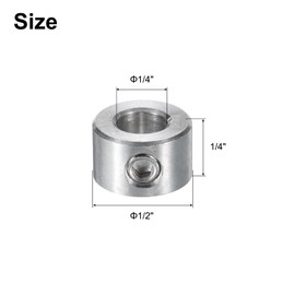 uxcell 2 Pcs Set Screw Shaft Collar 1/4"Bore, 304 Stainless Steel Shaft Collars, 1/2"OD, 1/4"Thickness, Axle Collar Clamp with a Hex Wrench