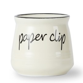 Farmhouse Paper Clip Holders,Ceramic Binder Clip Dispenser Organizer for Desk ,Cute Office Push Pins Holder,12 oz (Beige)