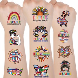 Hispanic Heritage Month Temporary Tattoos - 6 Sheets 100+ Hispanic Heritage Month Decorations Tattoo Stickers Spanish Culture Latin American Stickers for Kids Girls Boys Rewards Gifts Classroom