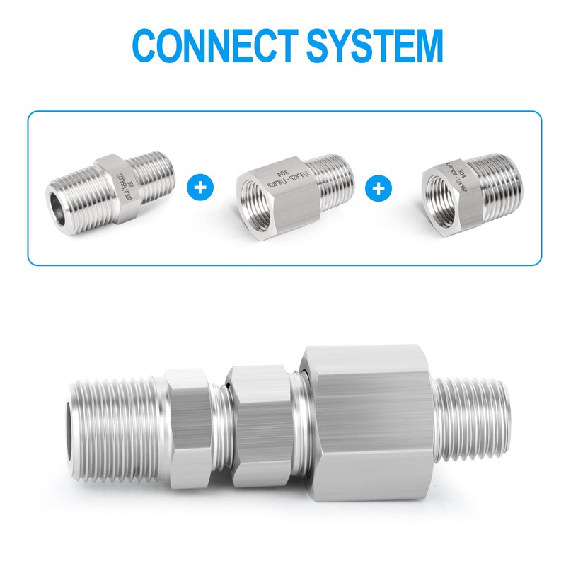 ERGAOBOY 6 Pcs 1/8" BSP x 1/4" BSP Forged Stainless