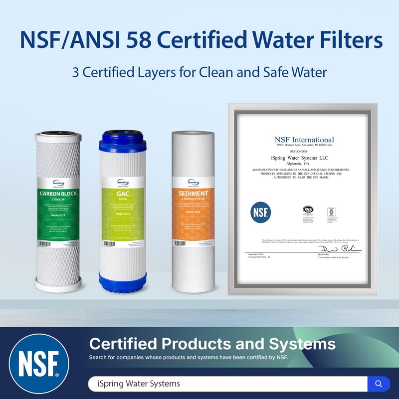 iSpring US31 Water Filtration System for Drinking, NSF Certified 3-Stage